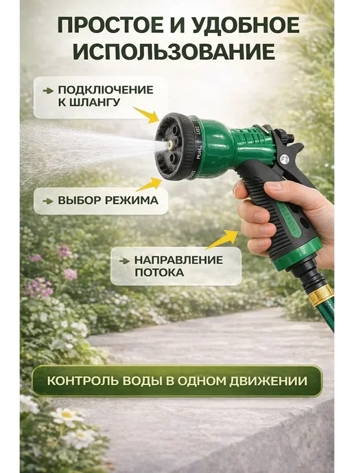 ABMEDSKY Пистолет поливочный для сада и огорода распылитель, зеленый, фото 4