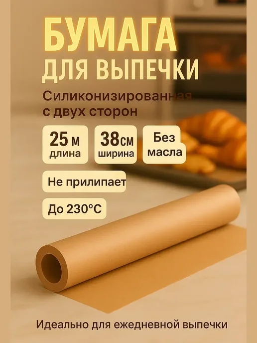ГМ94 Бумага для выпечки силиконизированная 38 см × 25 м, 25 м