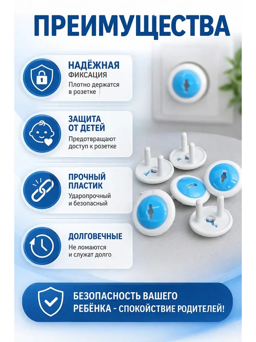 Вероня28 Красота и Эстетика Блокираток для розеток от детей, заглушки безопастность, синий, фото 4