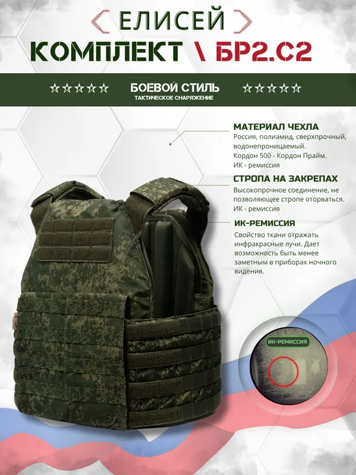 Боевой стиль Бронежилет Невский Бр2, С2 Комплект Елисей Цифра, зеленый, фото 7