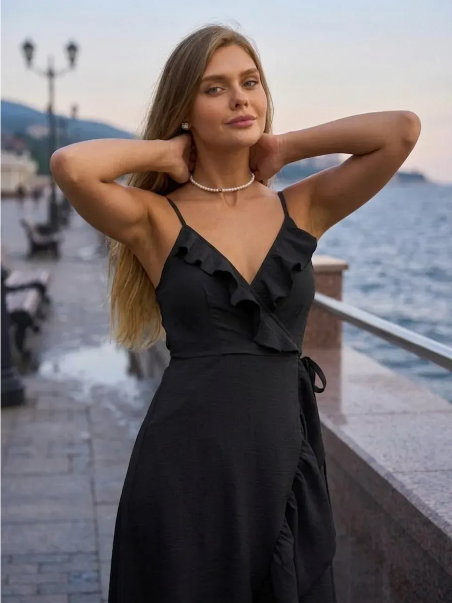 Сарафан летний длинный на бретельках