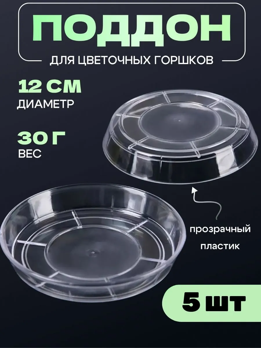 Поддон для цветов прозрачный 12x12x2 см