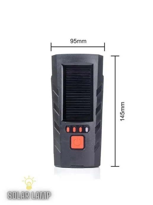 Solar Lamp Фонарь на велосипед и самокат на солнечной батарее, черный, фото 6