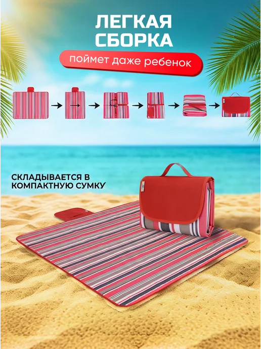Пляжный коврик для гальки на море для пикника 150х200, 150x200, фото 2