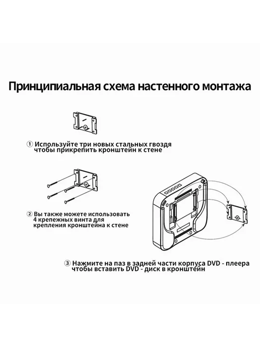 Настенный DVD-плеер с LED дисплеем и пультом Розовый, розовый, фото 8