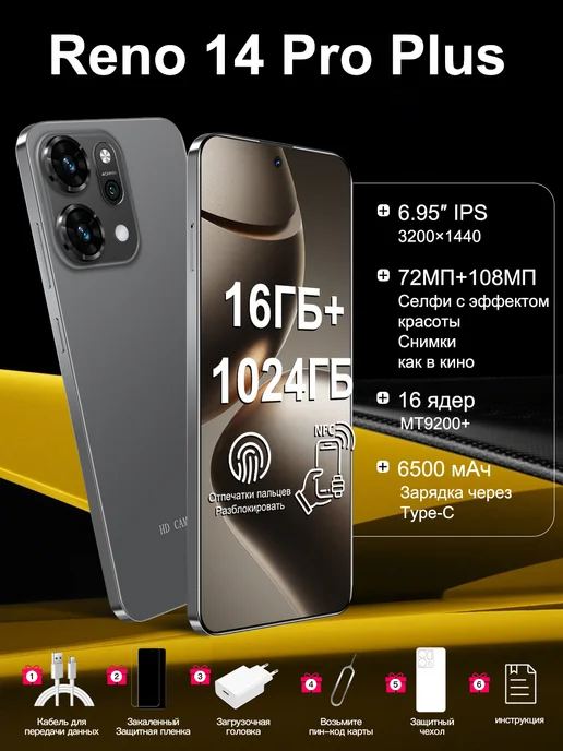 Смартфон OPPO Reno14 Pro Plus 12/1024 ГБ, черный