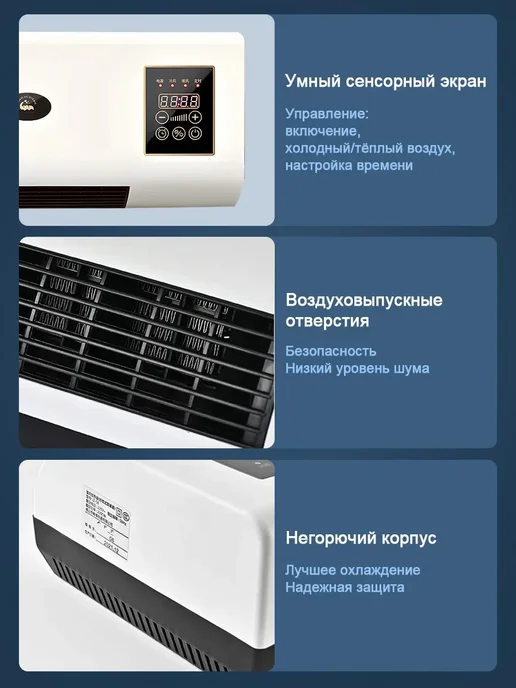 Тепловентилятор керамический настенный обогреватель, белый, фото 7