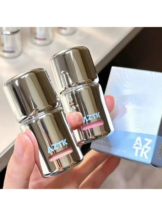 Жидкие румяна AZTK JC01 + ПОДАРОК кисть и спонж, розовый, фото 8