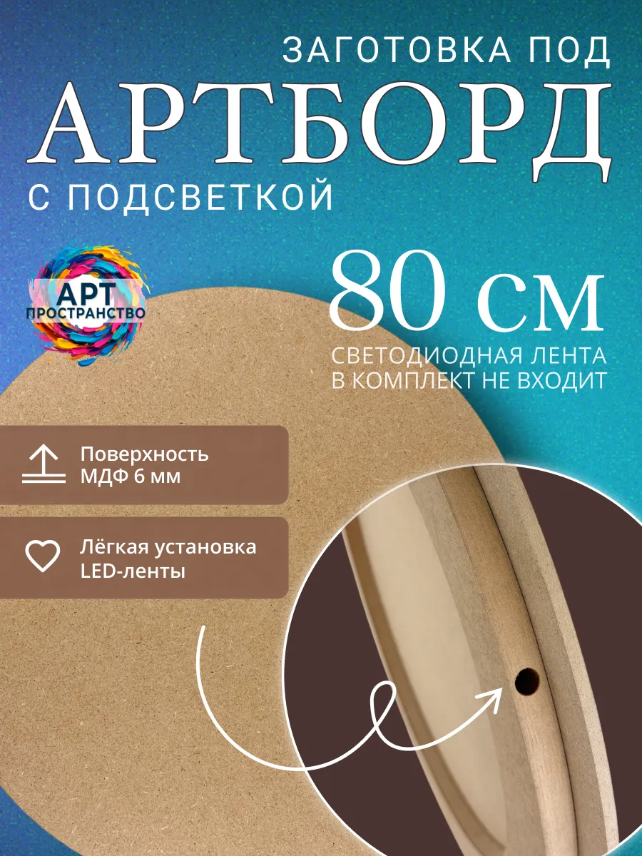 Артборд круглый 80 см для установки подсветки на подрамнике