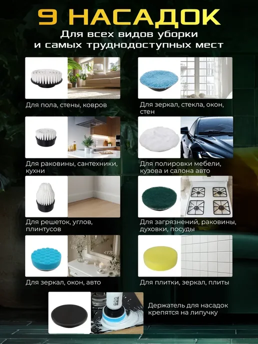 Беспроводная электрическая щетка для уборки 9в1, многофункци, белый, фото 2
