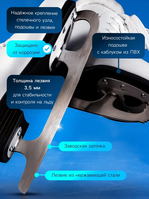 Коньки фигурные с мехом, белый, фото 4