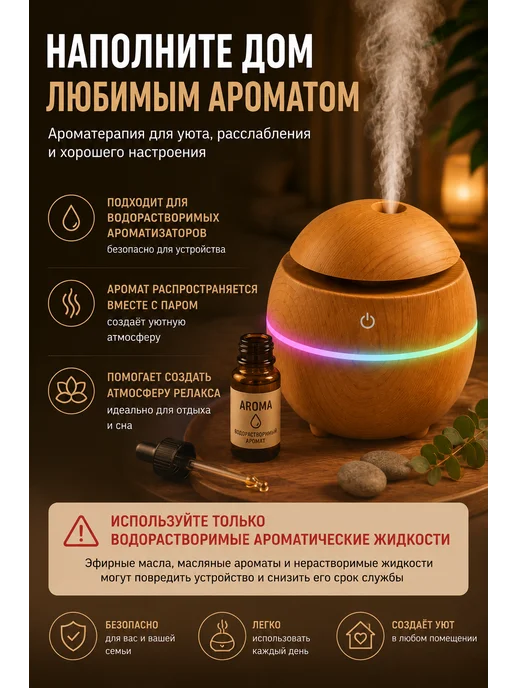 Увлажнитель воздуха для дома настольный ультразвуковой, вариант, фото 3