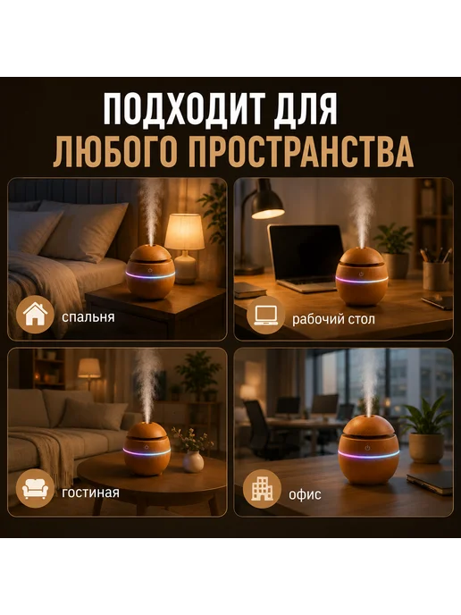 Увлажнитель воздуха для дома настольный ультразвуковой, вариант, фото 7