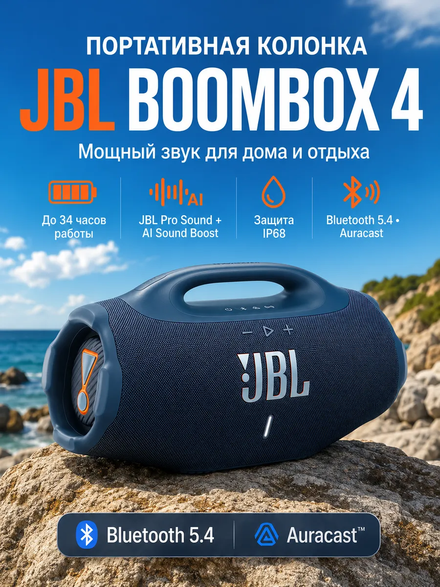JBL Беспроводная акустическая колонка BOOMBOX 4,синий