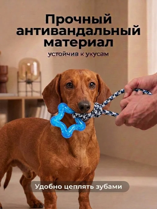 Игрушка - канат для собак мелких и средних пород, синий, фото 3