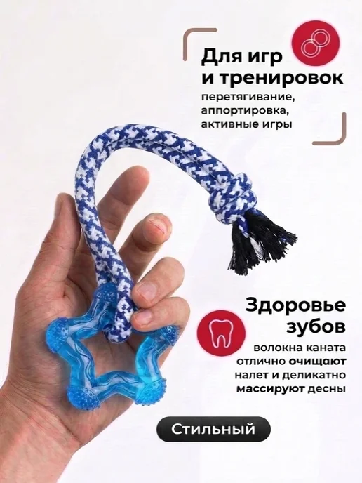 Игрушка - канат для собак мелких и средних пород, синий, фото 5