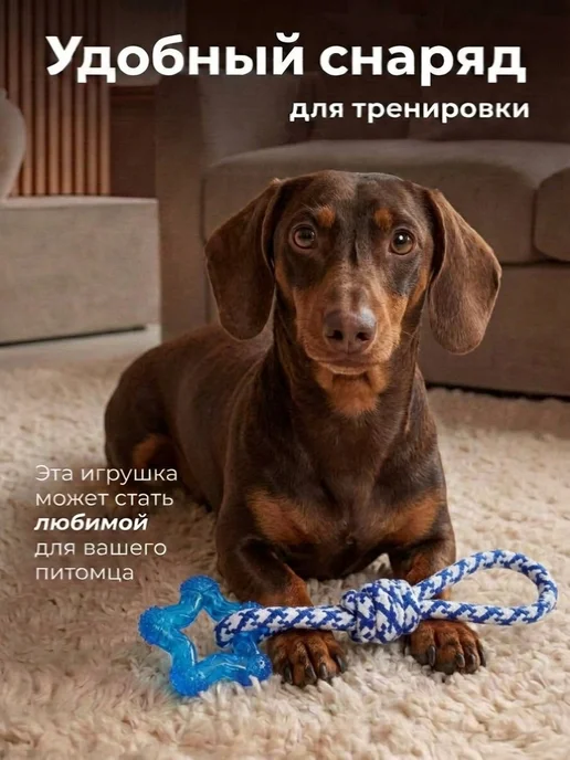 Игрушка - канат для собак мелких и средних пород, синий, фото 6