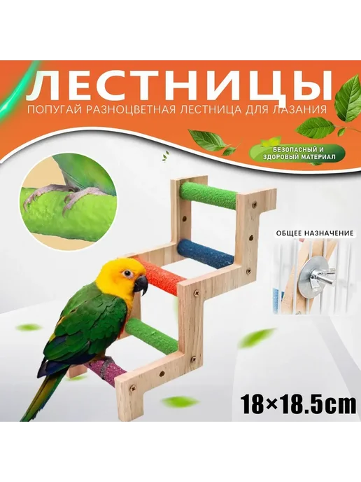 Лесенка для птиц, игрушка бежевый, фиолетовый, синий, зелен, синий