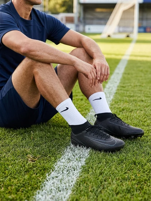 Nike Бутсы футбольные с шипами, черный, фото 6