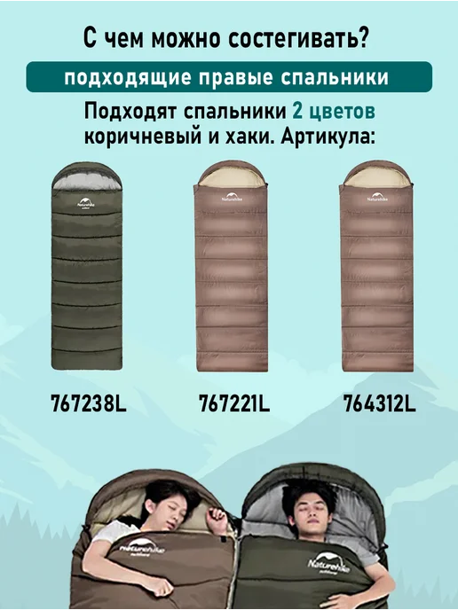 Naturehike Спальный мешок туристический теплый одеяло одноместный, коричневый, фото 7