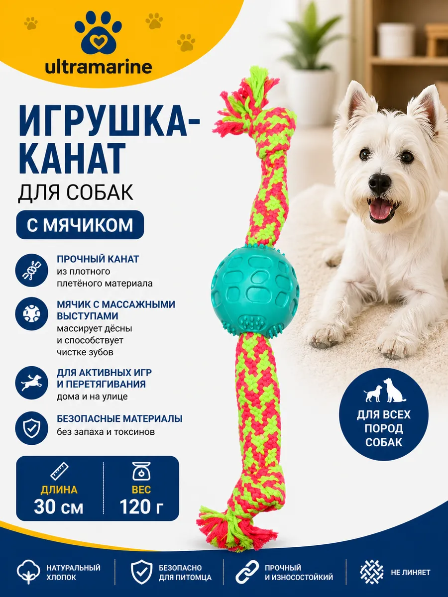 Игрушка-канат для всех пород собак