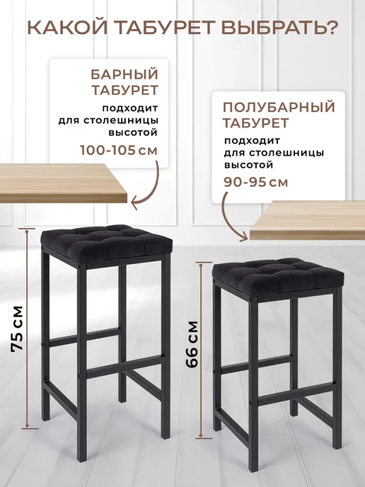 GASTRORAG Табурет барный высокий стул лофт мягкий без спинки для кухни, 2 шт, фото 6
