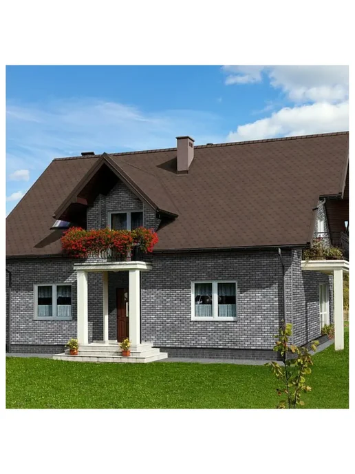 ТехноНИКОЛЬ Фасадная плитка Hauberk Камень Сланец 2.2 м2, серый, фото 4