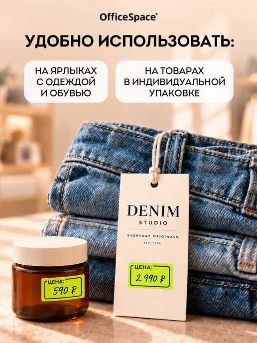 OfficeSpace Ценники самоклеящиеся в рулоне 50х40 мм, торговые, 35x25 мм, фото 5
