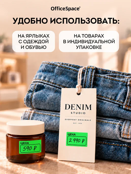 OfficeSpace Ценники самоклеящиеся в рулоне 50х40 мм, торговые, 50x40 мм, фото 5
