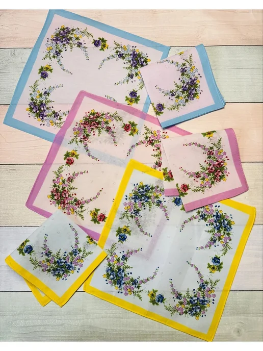 Pastel_lux Набор 6 платков 28х28 см цветочки, 28x28 см, фото 2