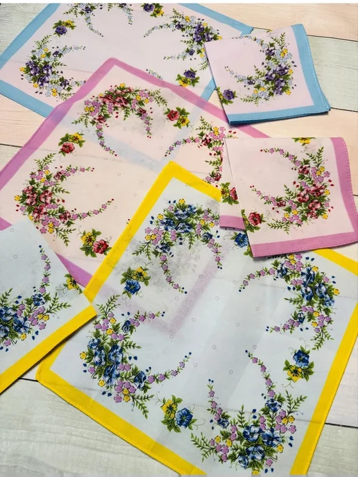 Pastel_lux Набор 6 платков 28х28 см цветочки, 28x28 см, фото 4