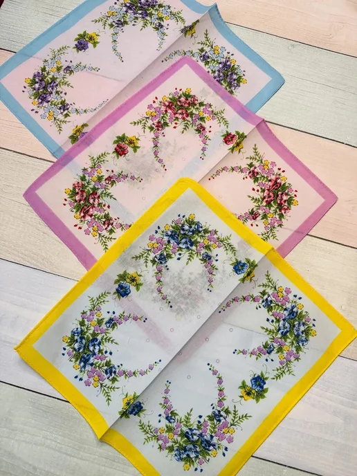 Pastel_lux Набор 6 платков 28х28 см цветочки, 28x28 см, фото 5