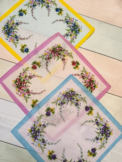 Pastel_lux Набор 6 платков 28х28 см цветочки, 28x28 см, фото 6