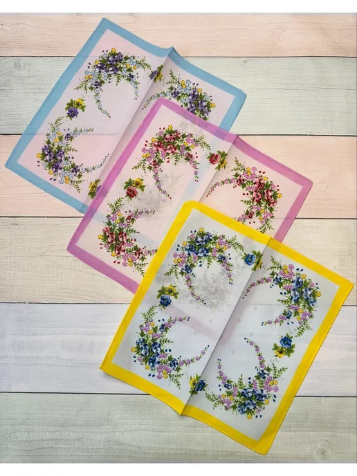 Pastel_lux Набор 6 платков 28х28 см цветочки, 28x28 см, фото 7