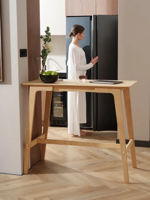 CHILL WOOD Барный стол стойка высокая для кухни, бежевый, фото 2