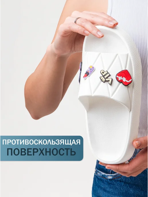 BEST Шлепки женские тапки резиновые летние, белый, фото 5