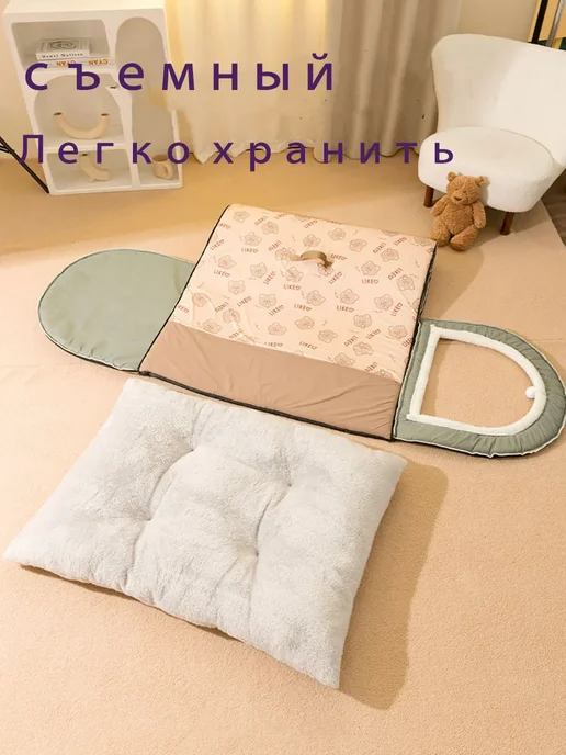 Домик для собак и кошек мягкий S 350*300*300, светло-серый, серый, фото 3