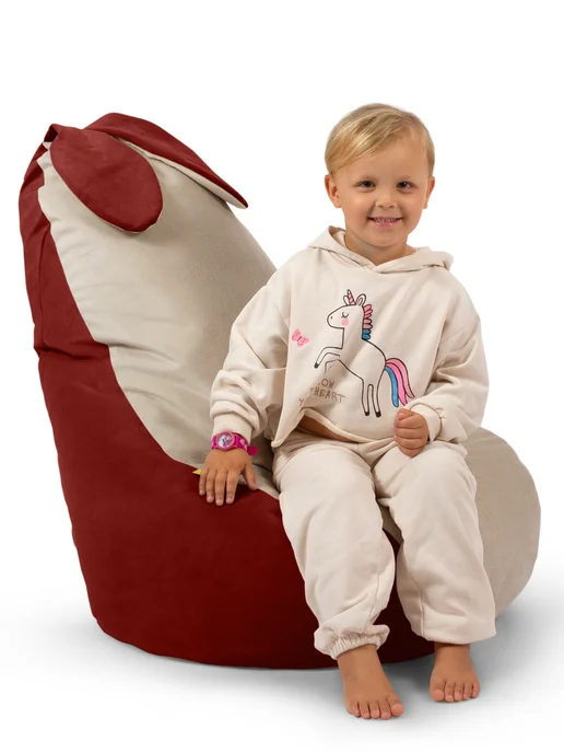 CoolPouf Детское кресло-мешок Заяц, красный, фото 2