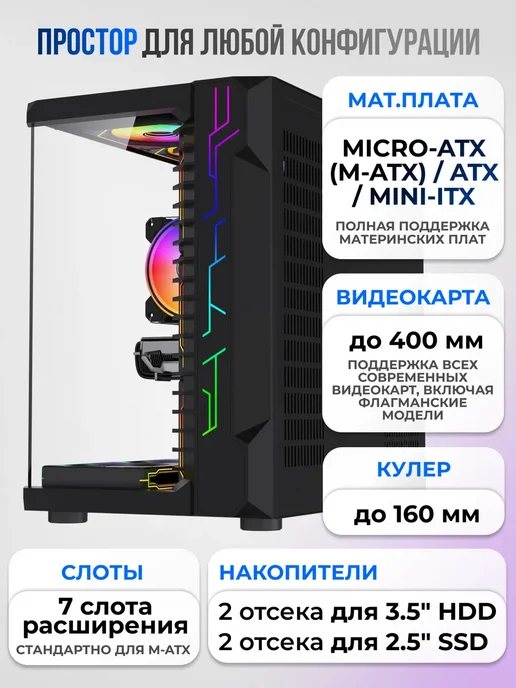 ZDK Корпус для игрового ПК с прозрачным окном, прозрачный, фото 2