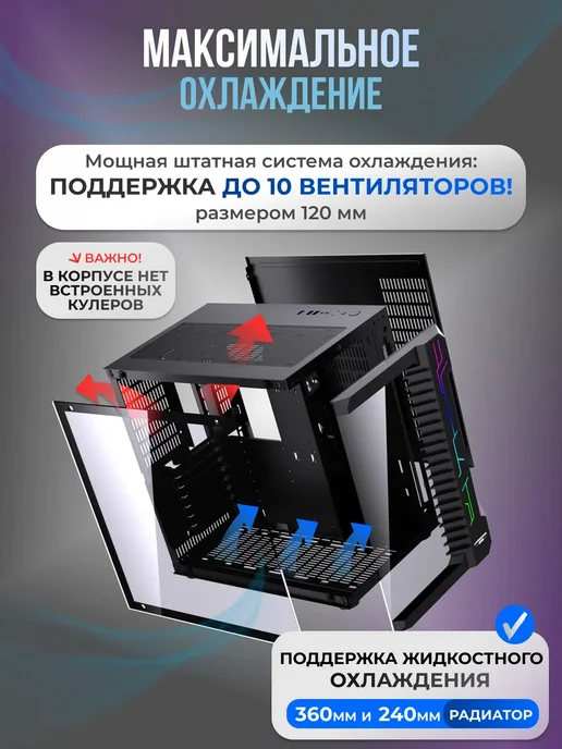 ZDK Корпус для игрового ПК с прозрачным окном, прозрачный, фото 3