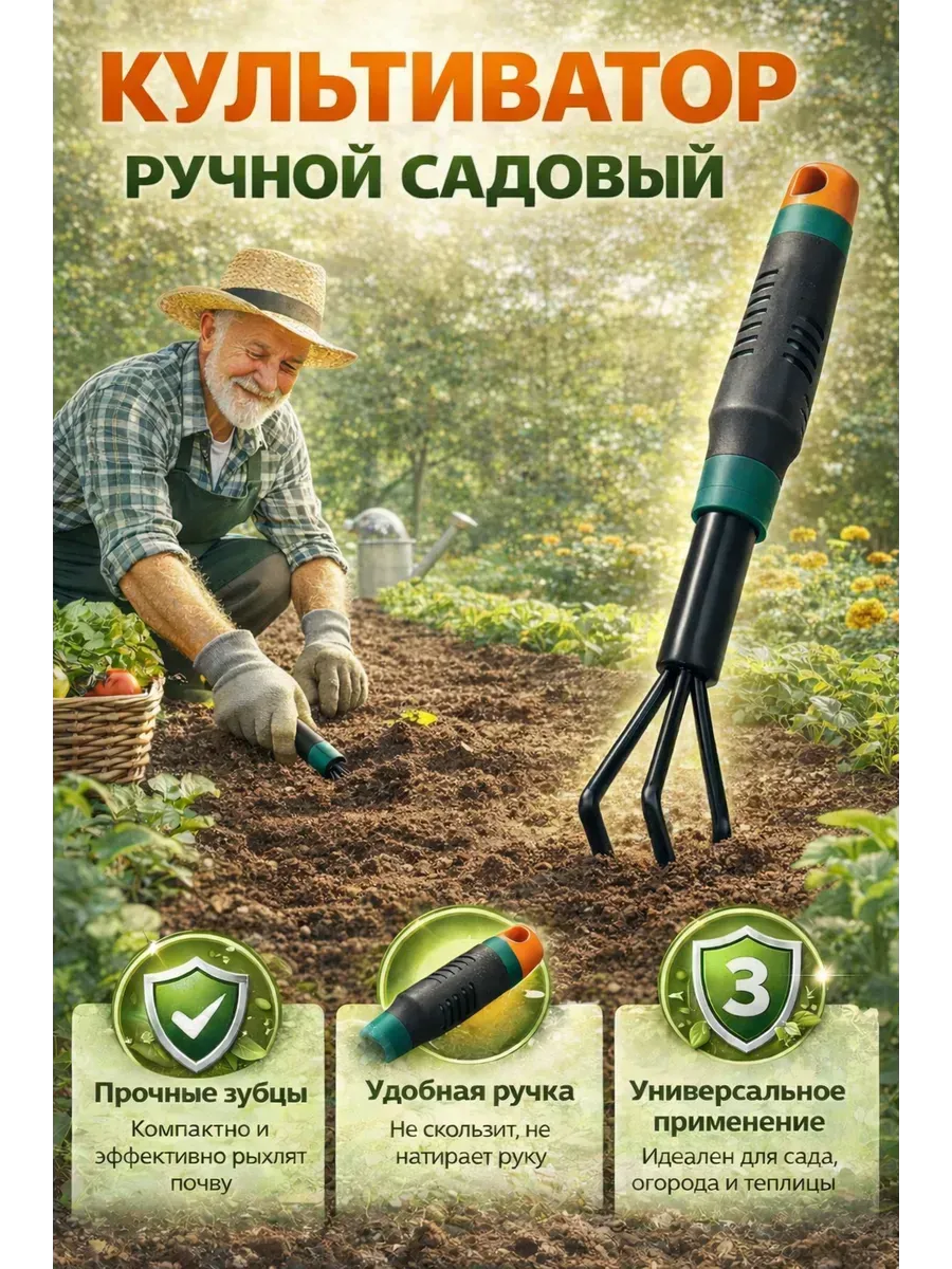 Ручной садовый рыхлитель