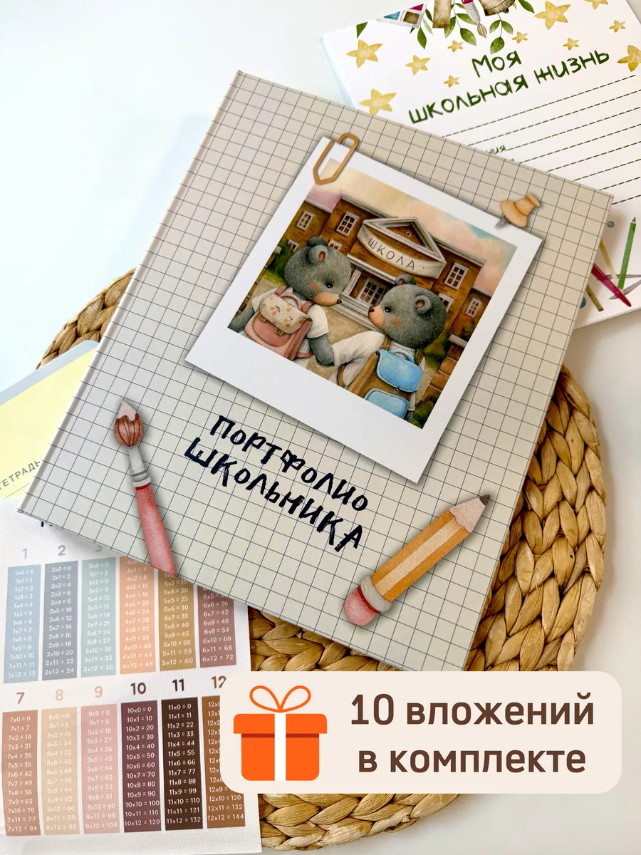 Папка портфолио школьника на кольцах