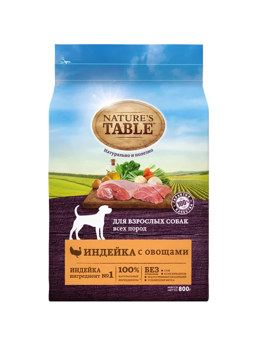 Сухой корм NATURE’S TABLE для собак, индейка, 0,8 кг, фото 8