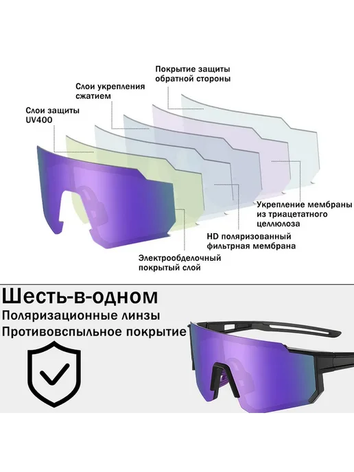 MINDKID Очки спортивные фиолетовый в черном O472, черный, фото 3