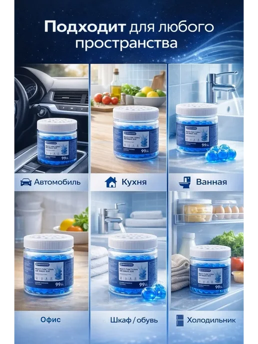 ДК Ароматизатор, поглотитель запахов и очиститель воздуха, голубой, фото 3