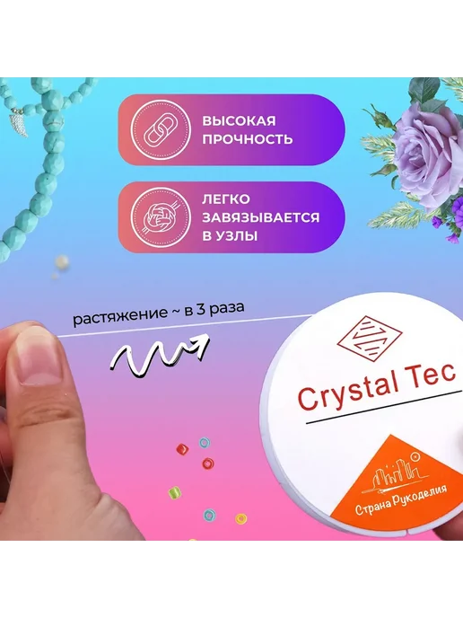 Эластичная нить для бисера 0.4 мм, 14 м Прозрачный, 14 м, фото 3