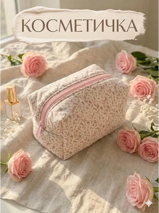 Косметичка тканевая мягкая, белый, фото 2
