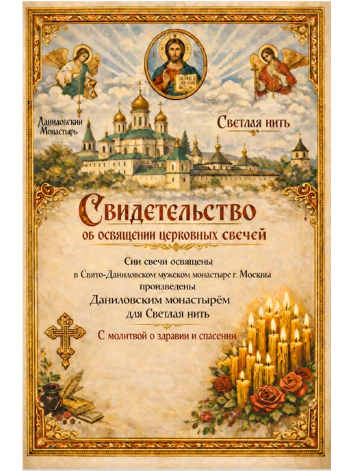 СВЕТЛАЯ НИТЬ Свечи церковные восковые освящённые №80 пачка 0,25 кг. 51 шт, 0,5 кг, 102 шт, фото 3