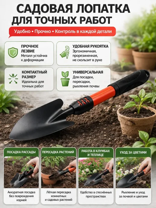 ЗИВОРАН Садовая лопатка металлическая для посадки и пересадки, вариант