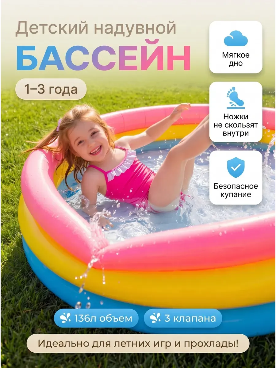 Бассейн надувной детский 114 х 25 см